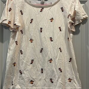 Disney Parks x Tommy Bahama Minnie Mouse Flutter Sleeve Top Sz S Blush Resort T